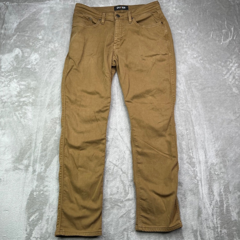DU/ER N2X No Sweat Relaxed Taper Jeans Men 32x32 Brown Solid Performance Lyocell